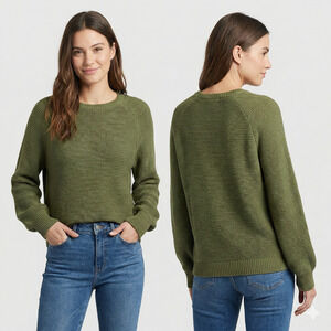 C&C California Small Olive Green Womens Sweater Cotton Acrylic